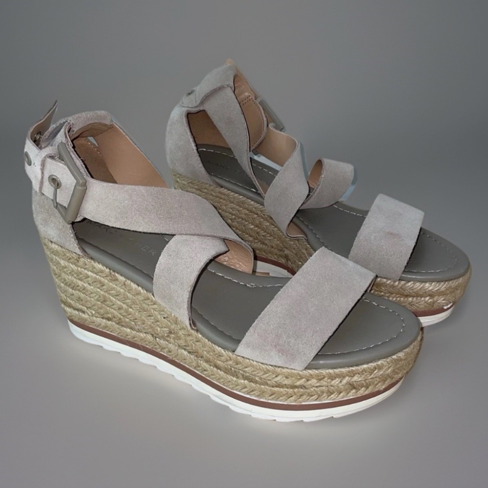 Marc Fisher Espadrille Wedge Sandals Size 7 ~ Tan Suede